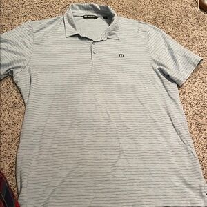 Travis Mathew Sky Blue Striped Polo Shirt